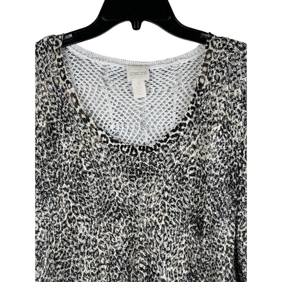 Chico’s Caftan Swim Cover Up Netted High Low Dress Size 3 US XL Animal Print - Picture 2 of 8